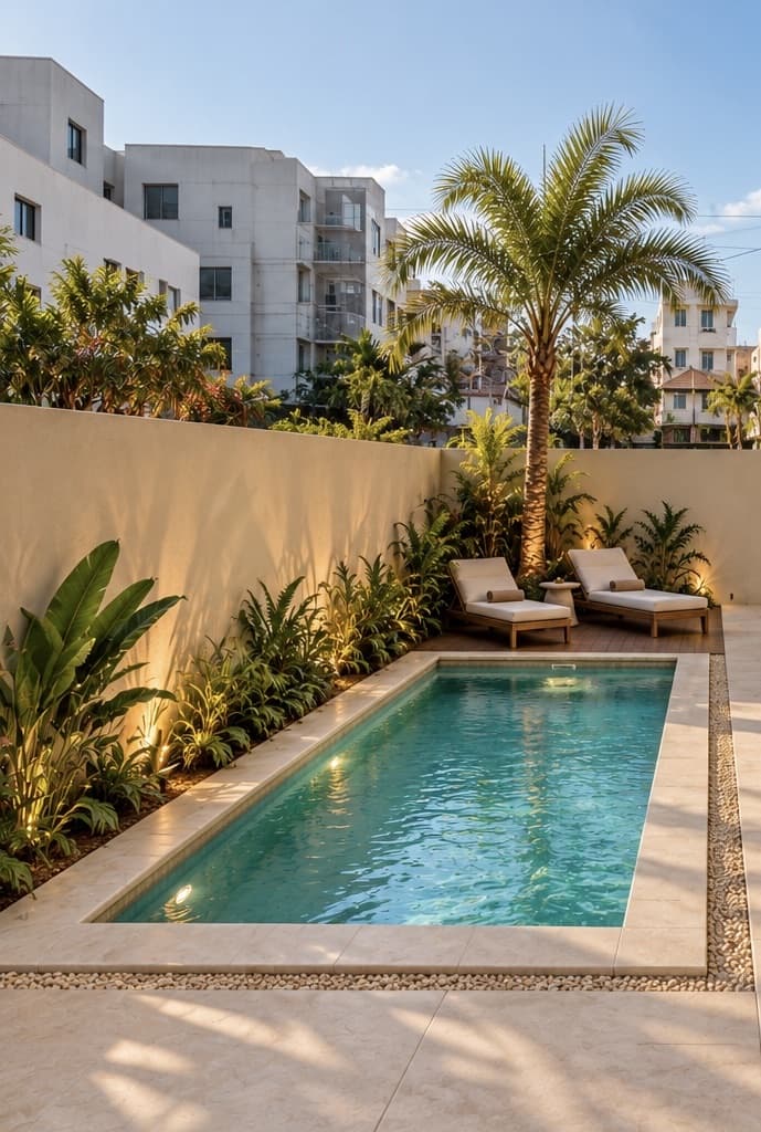 Palm-lined guest pool
